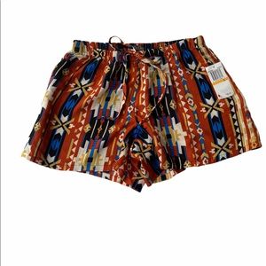 NWT BeBop Tribal Print Lightweight Shorts Size Junior Small Rayon Drawstring